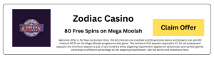 Zodiac Casino 80 Free Spins