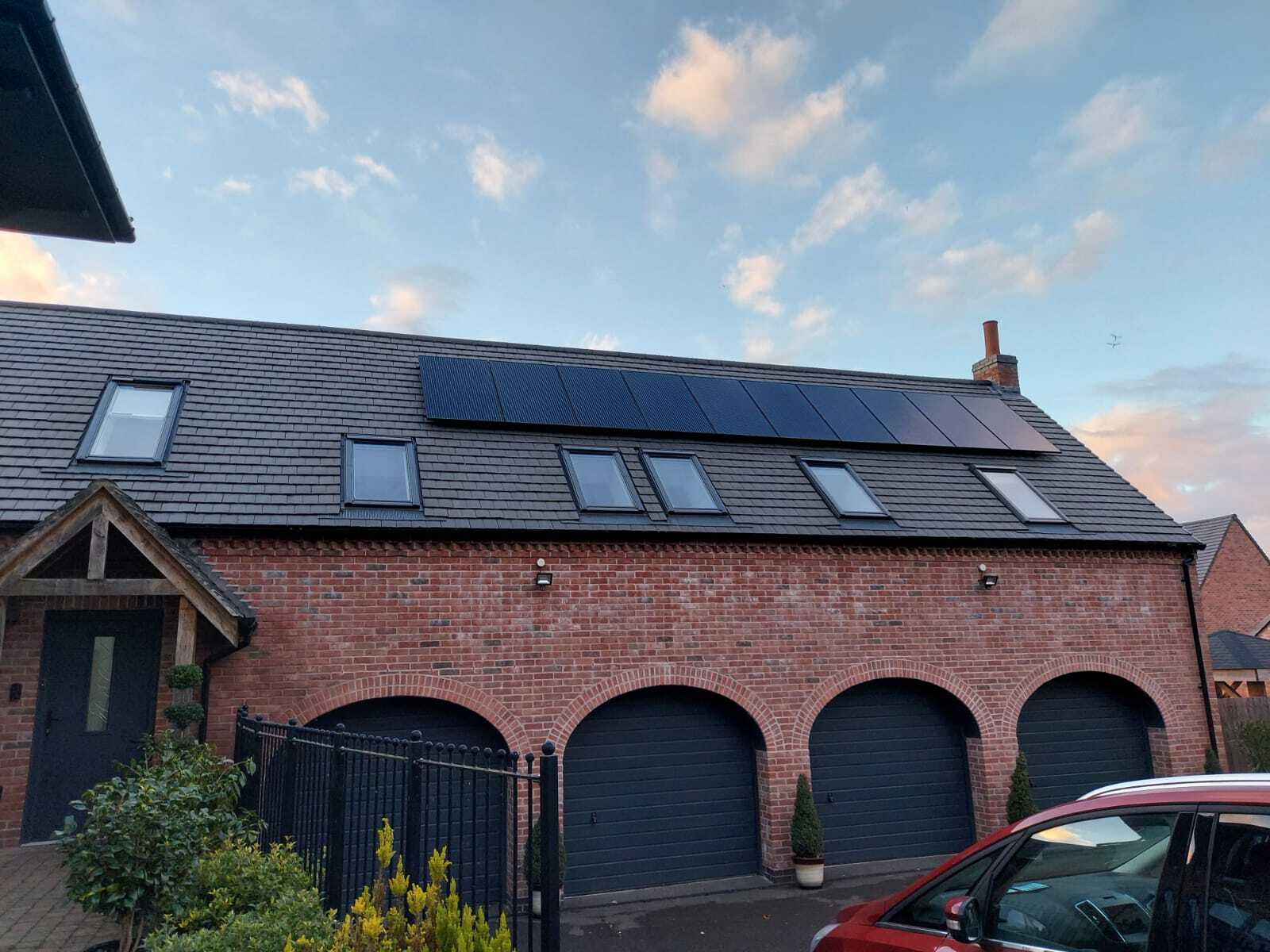 Solar panels on house roof