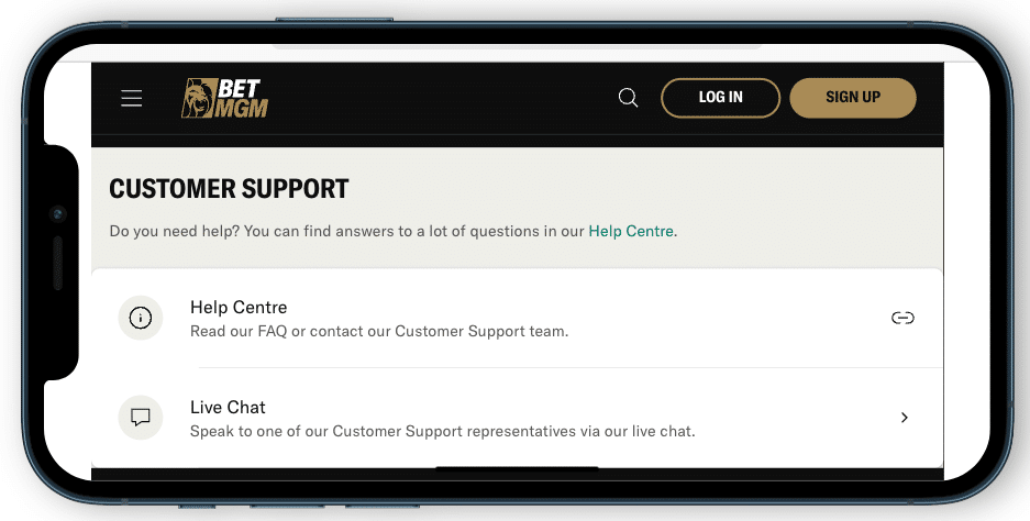 BetMGM Customer support