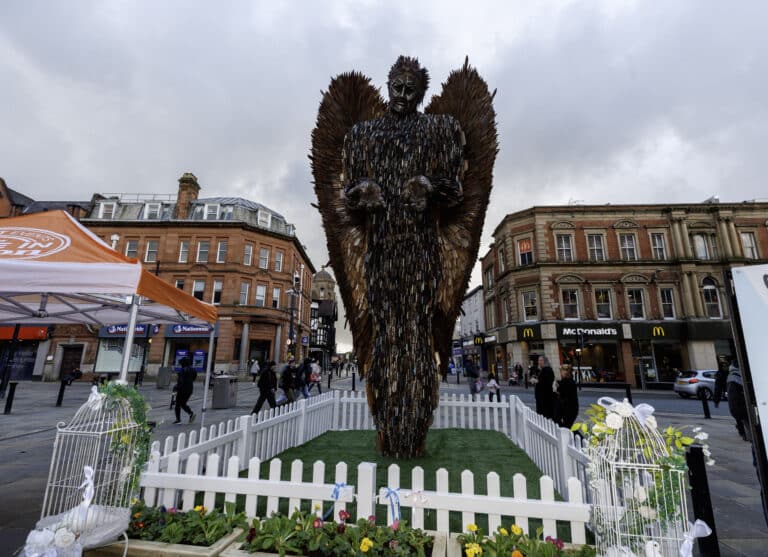 Three-tonne, national ‘Knife Angel’ monument on display in Bolton