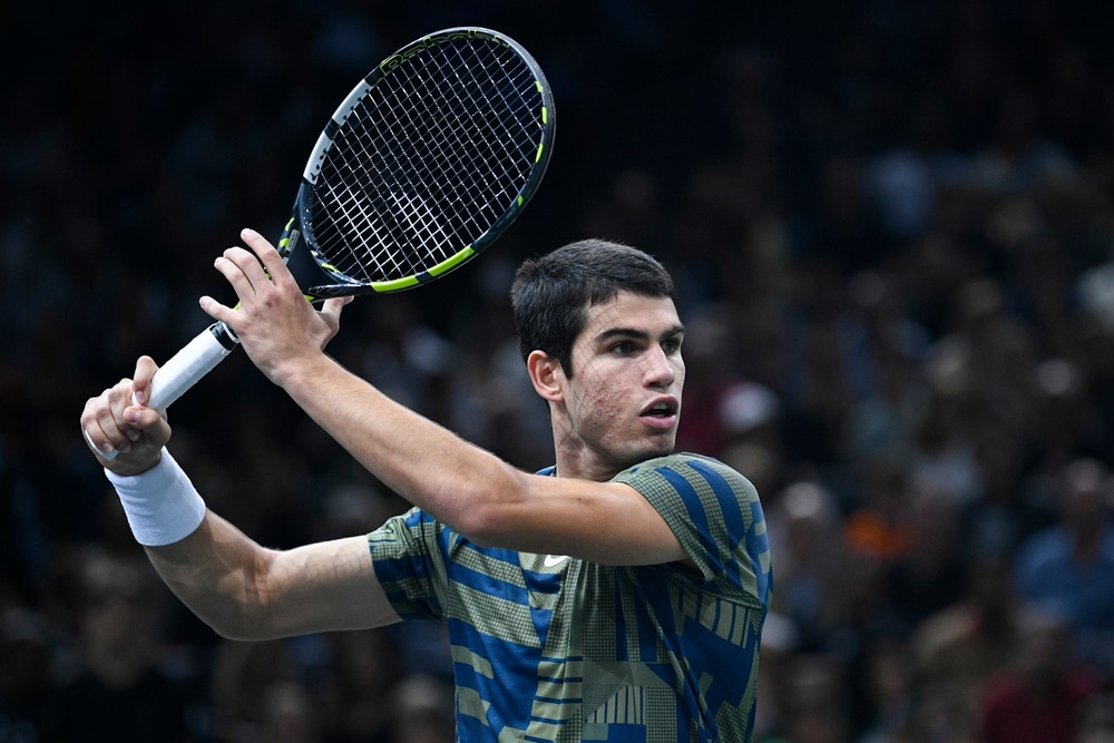 Carlos Alcaraz playing tennis