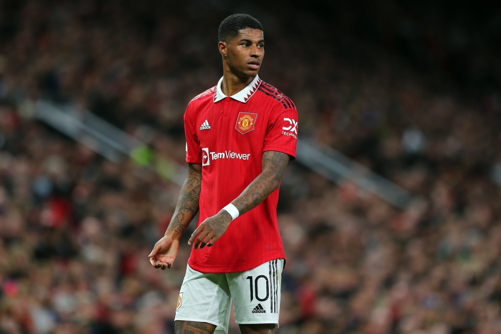 Marcus Rashford playing football for Man United