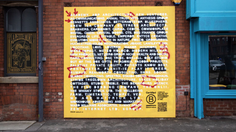 Mural unveiled in Manchester to celebrate the 74% growth of the B Corp community in the city